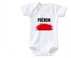 Body bébé Drapeau effet pinceau Indonésie avec prénom taille 3/6 mois manches Courtes