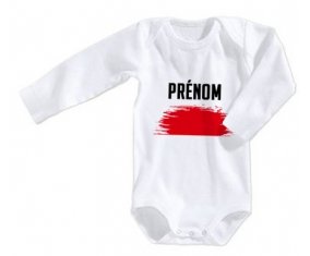 Body bébé Drapeau effet pinceau Indonésie avec prénom taille 3/6 mois manches Longues