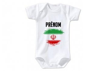 Body bébé Drapeau effet pinceau L'Iran avec prénom
