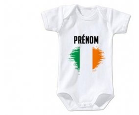 Body bébé Drapeau effet pinceau Irlande avec prénom taille 3/6 mois manches Courtes