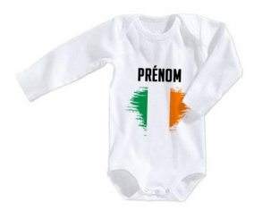 Body bébé Drapeau effet pinceau Irlande avec prénom taille 3/6 mois manches Longues