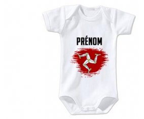 Body bébé Drapeau effet pinceau Île de Man avec prénom taille 3/6 mois manches Courtes