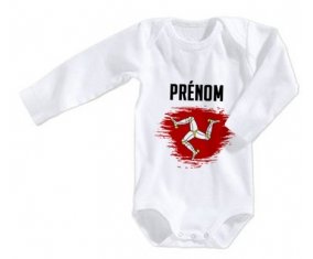 Body bébé Drapeau effet pinceau Île de Man avec prénom taille 3/6 mois manches Longues