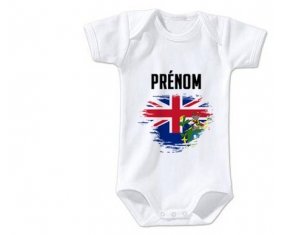 Body bébé Drapeau effet pinceau Îles Pitcairn avec prénom taille 3/6 mois manches Courtes