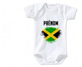 Body bébé Drapeau effet pinceau Jamaïque avec prénom taille 3/6 mois manches Courtes