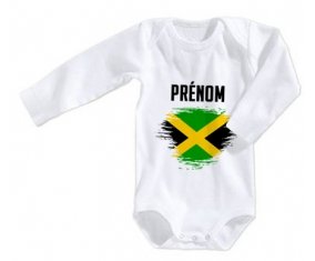 Body bébé Drapeau effet pinceau Jamaïque avec prénom taille 3/6 mois manches Longues