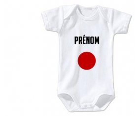 Body bébé Drapeau effet pinceau Japon avec prénom taille 3/6 mois manches Courtes
