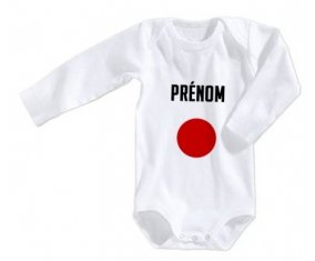 Body bébé Drapeau effet pinceau Japon avec prénom taille 3/6 mois manches Longues