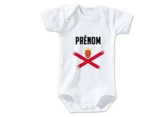Body bébé Drapeau effet pinceau Île à Jersey avec prénom taille 3/6 mois manches Courtes