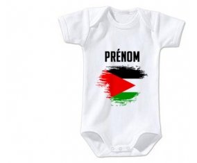 Body bébé Drapeau effet pinceau Jordan avec prénom taille 3/6 mois manches Courtes