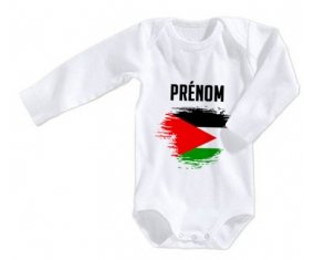 Body bébé Drapeau effet pinceau Jordan avec prénom taille 3/6 mois manches Longues
