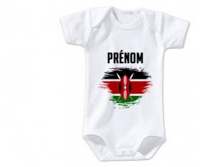 Body bébé Drapeau effet pinceau Kenya avec prénom taille 3/6 mois manches Courtes