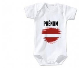 Body bébé Drapeau effet pinceau Lettonie avec prénom taille 3/6 mois manches Courtes