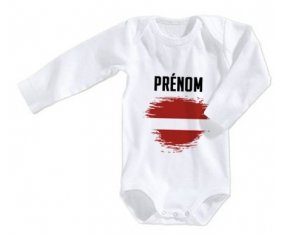 Body bébé Drapeau effet pinceau Lettonie avec prénom taille 3/6 mois manches Longues
