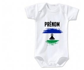 Body bébé Drapeau effet pinceau Lesotho avec prénom taille 3/6 mois manches Courtes