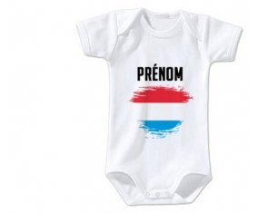 Body bébé Drapeau effet pinceau Luxembourg avec prénom taille 3/6 mois manches Courtes