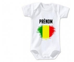 Body bébé Drapeau effet pinceau Mali avec prénom taille 3/6 mois manches Courtes