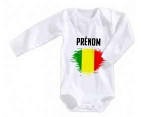 Body bébé Drapeau effet pinceau Mali avec prénom taille 3/6 mois manches Longues