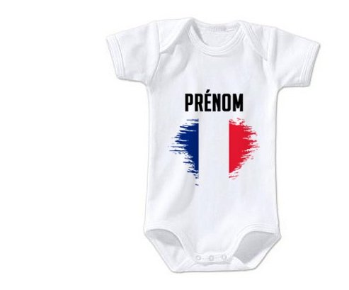 Body bébé Drapeau effet pinceau Martinique avec prénom taille 3/6 mois manches Courtes