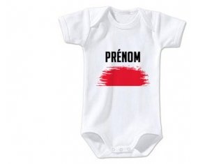 Body bébé Drapeau effet pinceau Monaco avec prénom taille 3/6 mois manches Courtes