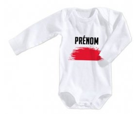 Body bébé Drapeau effet pinceau Monaco avec prénom taille 3/6 mois manches Longues