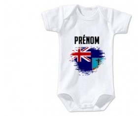 Body bébé Drapeau effet pinceau Montserrat avec prénom taille 3/6 mois manches Courtes
