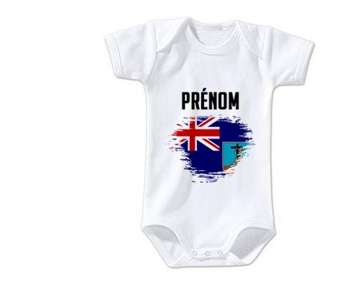 Body bébé Drapeau effet pinceau Montserrat avec prénom taille 3/6 mois manches Courtes