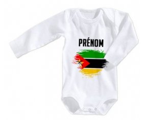 Body bébé Drapeau effet pinceau Mozambique avec prénom taille 3/6 mois manches Longues