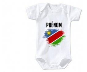 Body bébé Drapeau effet pinceau Namibie avec prénom taille 3/6 mois manches Courtes