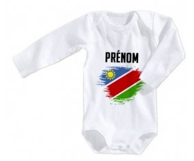 Body bébé Drapeau effet pinceau Namibie avec prénom taille 3/6 mois manches Longues