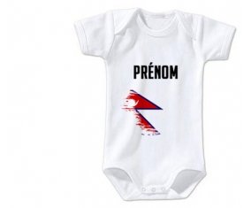 Body bébé Drapeau effet pinceau Népal avec prénom taille 3/6 mois manches Courtes