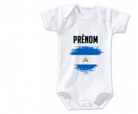 Body bébé Drapeau effet pinceau Nicaragua avec prénom taille 3/6 mois manches Courtes