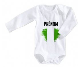 Body bébé Drapeau effet pinceau Nigeria avec prénom taille 3/6 mois manches Longues
