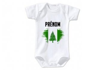 Body bébé Drapeau effet pinceau l'ile de Norfolk avec prénom taille 3/6 mois manches Courtes
