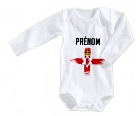 Body bébé Drapeau effet pinceau Îles Mariannes du Nord avec prénom taille 3/6 mois manches Longues