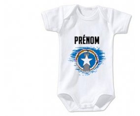 Body bébé Drapeau effet pinceau Corée du Nord avec prénom taille 3/6 mois manches Courtes