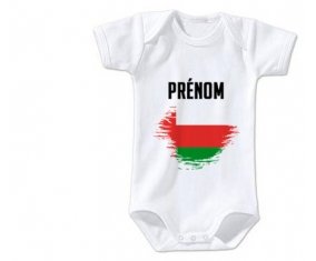 Body bébé Drapeau effet pinceau Oman avec prénom taille 3/6 mois manches Courtes