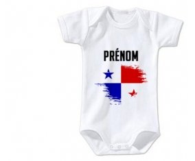Body bébé Drapeau effet pinceau Panama avec prénom taille 3/6 mois manches Courtes