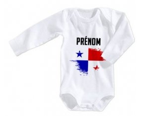 Body bébé Drapeau effet pinceau Panama avec prénom taille 3/6 mois manches Longues