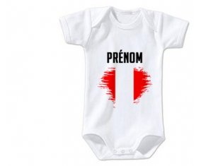 Body bébé Drapeau effet pinceau Pérou avec prénom taille 3/6 mois manches Courtes