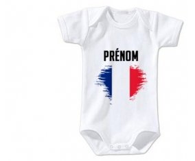 Body bébé Drapeau effet pinceau île de la Réunion avec prénom taille 3/6 mois manches Courtes