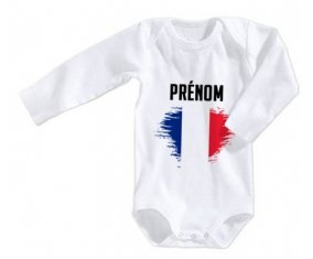 Body bébé Drapeau effet pinceau île de la Réunion avec prénom taille 3/6 mois manches Longues