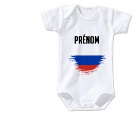 Body bébé Drapeau effet pinceau Russie avec prénom