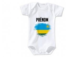 Body bébé Drapeau effet pinceau Rwanda avec prénom taille 3/6 mois manches Courtes