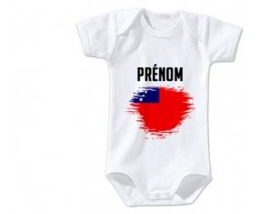 Body bébé Drapeau effet pinceau Samoa avec prénom taille 3/6 mois manches Courtes