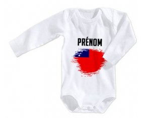 Body bébé Drapeau effet pinceau Samoa avec prénom taille 3/6 mois manches Longues