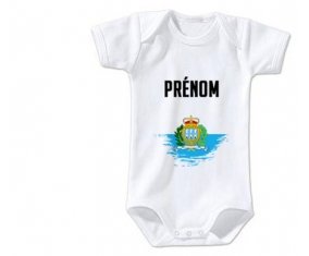 Body bébé Drapeau effet pinceau Saint Marin avec prénom