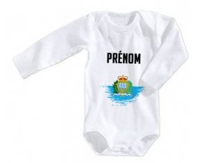 Body bébé Drapeau effet pinceau Saint Marin avec prénom taille 3/6 mois manches Longues