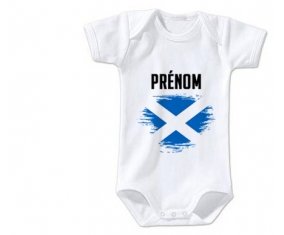 Body bébé Drapeau effet pinceau Écosse avec prénom taille 3/6 mois manches Courtes