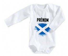 Body bébé Drapeau effet pinceau Écosse avec prénom taille 3/6 mois manches Longues